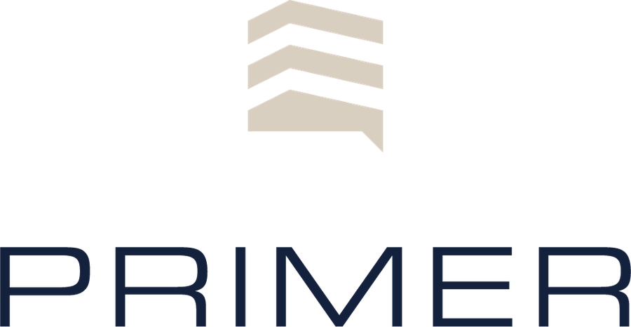 PRIMER logo in warm stone