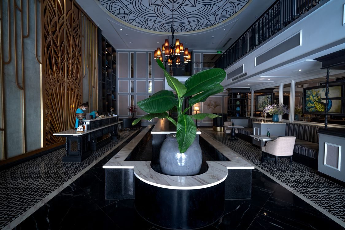Grand hotel lobby interior