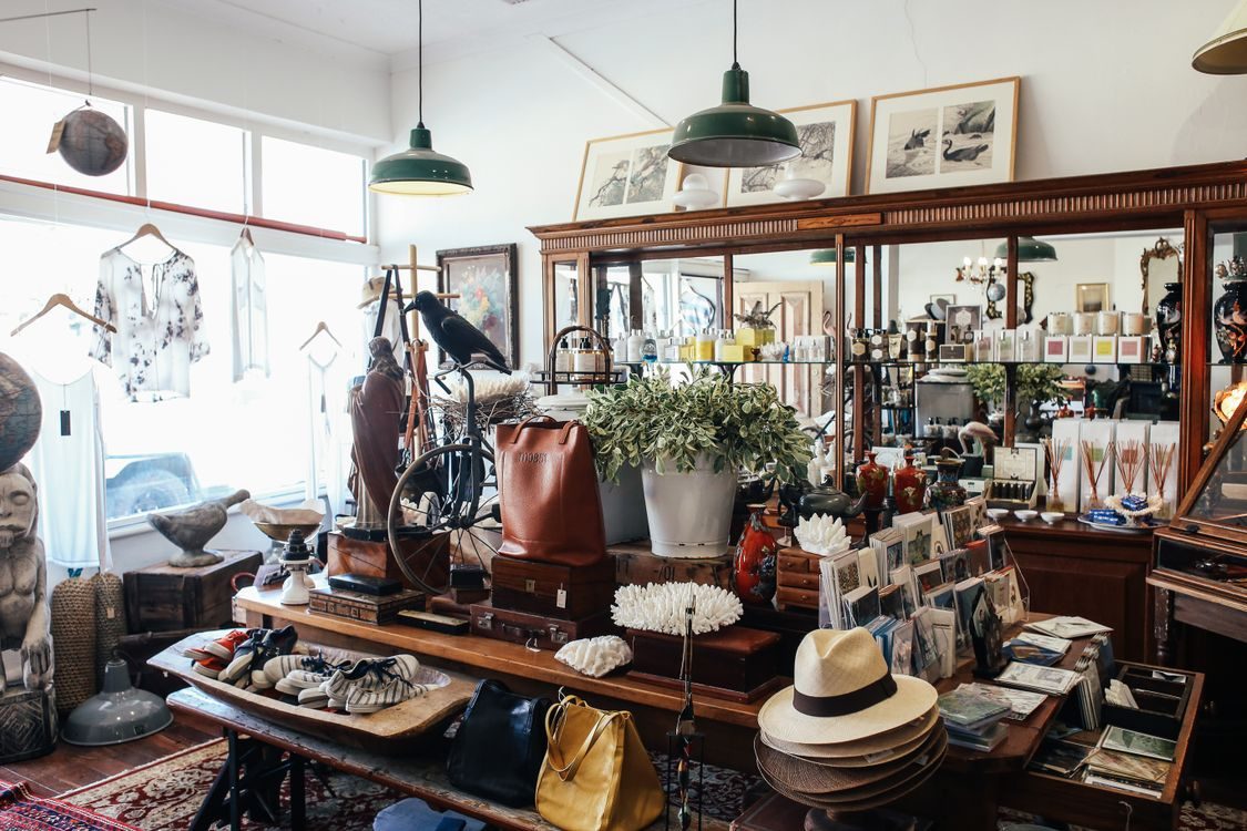 Store interior with furniture and decor on display