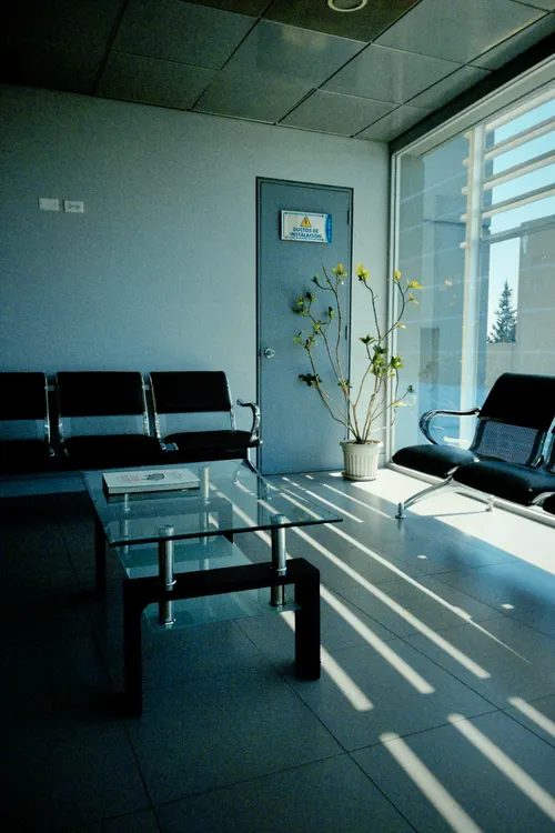 Calm waiting room in natural light — illustrative concept